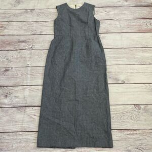 Apiece Apart Tailored Back Slit Sheath Sleeveless Midi Dress Chambray Size 8